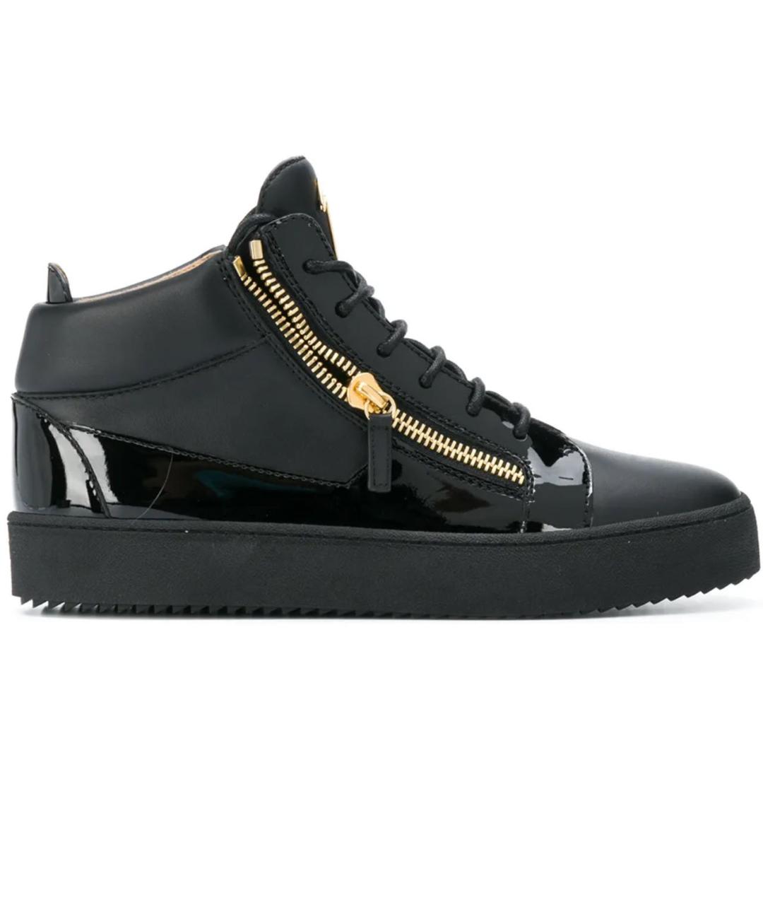 GIUSEPPE ZANOTTI DESIGN Черные кожаные кеды, фото 6