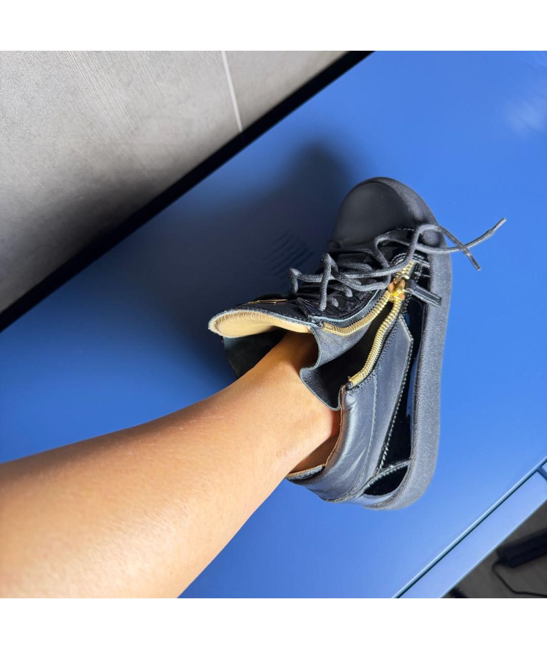 GIUSEPPE ZANOTTI DESIGN Черные кожаные кеды, фото 3