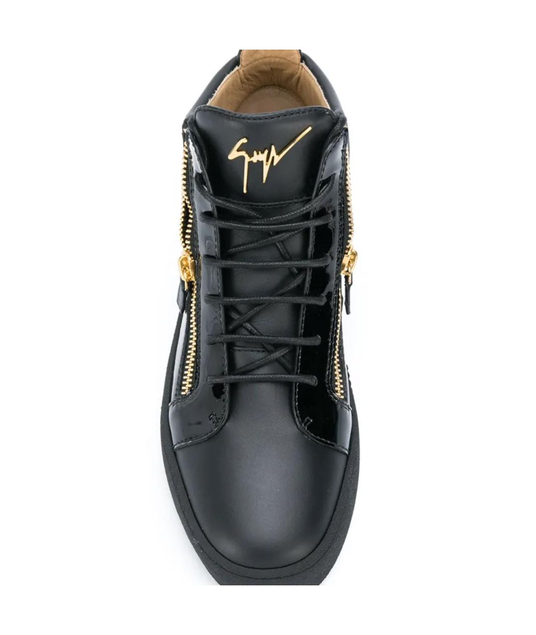 GIUSEPPE ZANOTTI DESIGN Черные кожаные кеды, фото 2