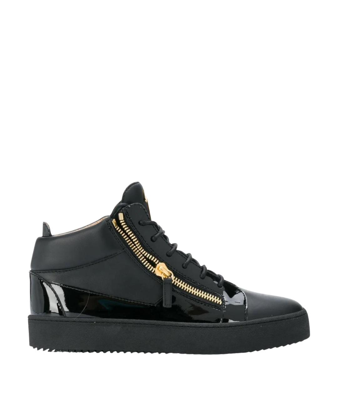 GIUSEPPE ZANOTTI DESIGN Черные кожаные кеды, фото 1