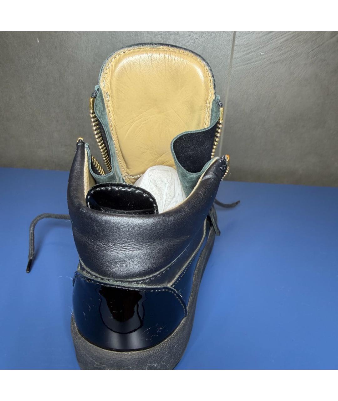GIUSEPPE ZANOTTI DESIGN Черные кожаные кеды, фото 5