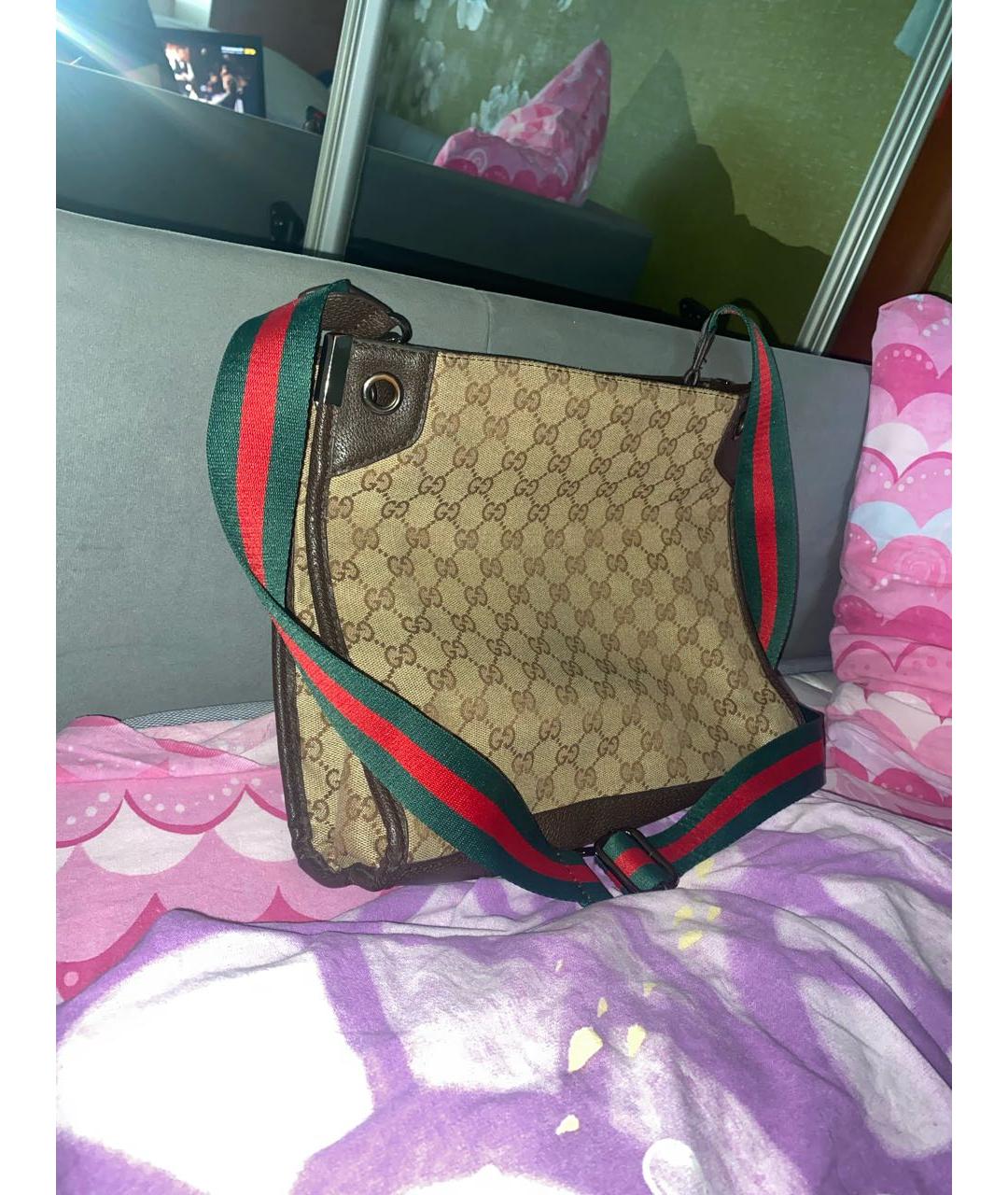 GUCCI Коричневая кожаная сумка через плечо, фото 2