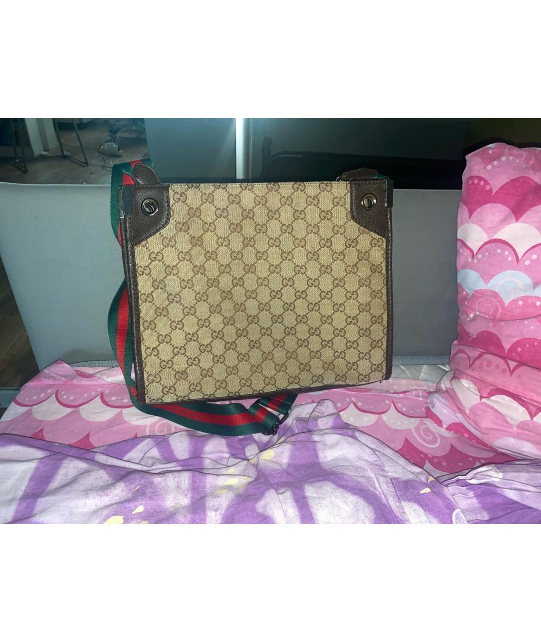 GUCCI Коричневая кожаная сумка через плечо, фото 3