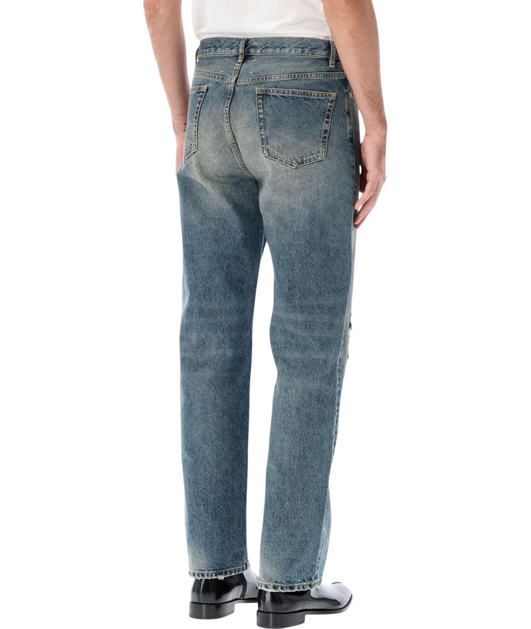 MAISON MARGIELA Синие хлопковые прямые джинсы, фото 3