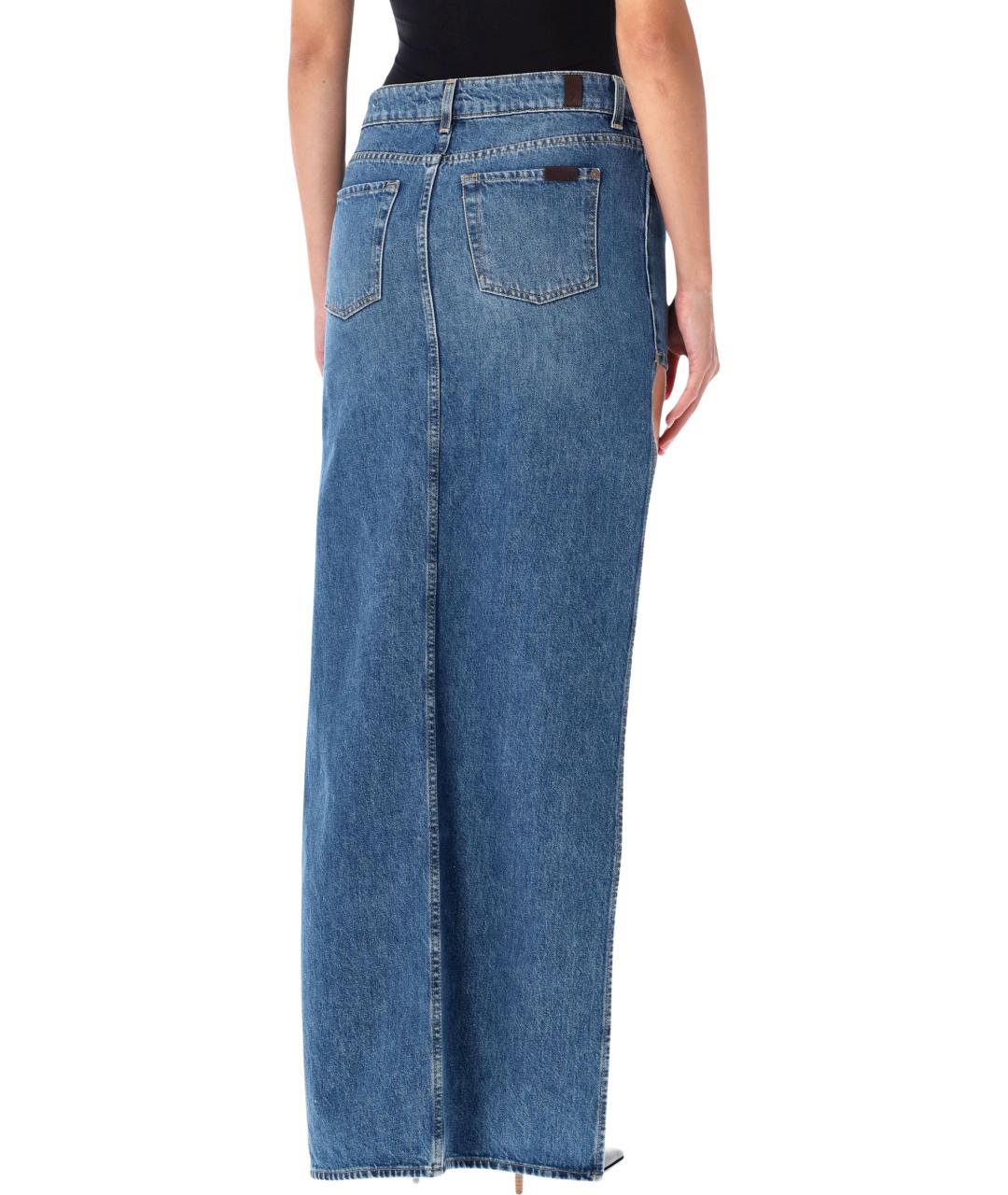 7 FOR ALL MANKIND Синяя юбка мини, фото 2