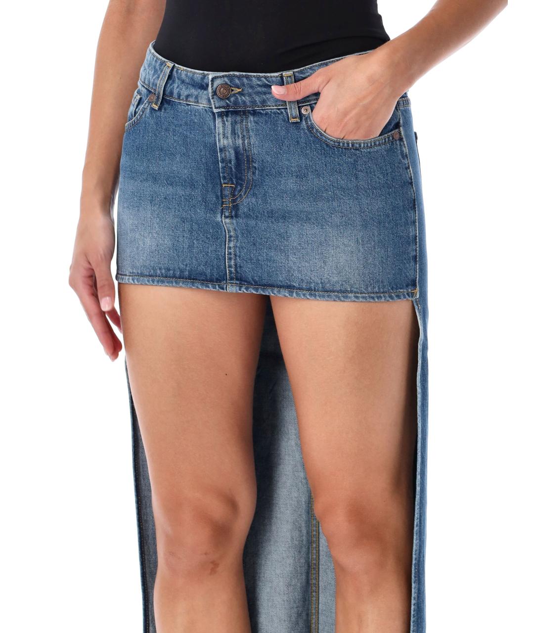 7 FOR ALL MANKIND Синяя юбка мини, фото 3