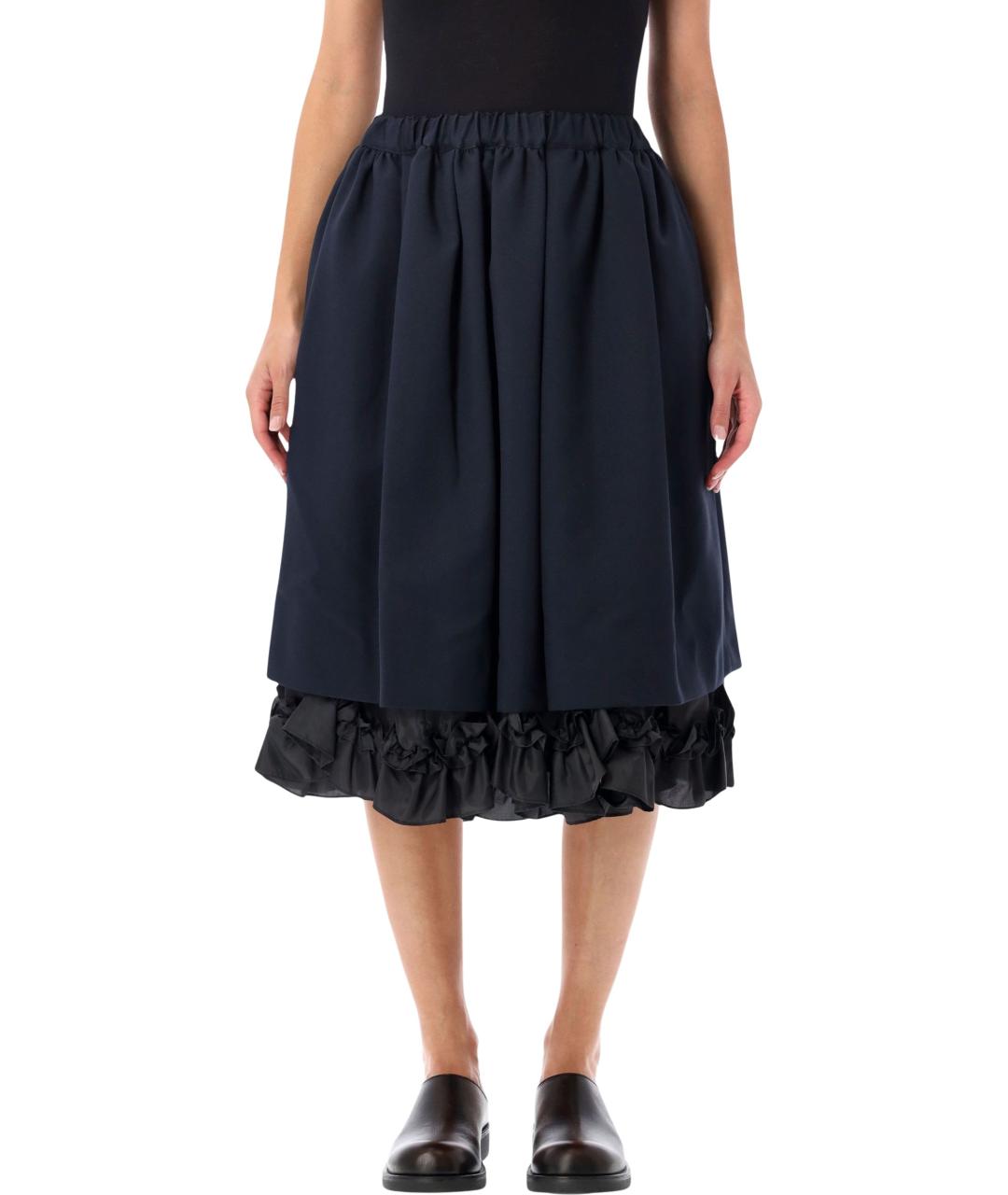 COMME DES GARÇONS Темно-синяя полиэстеровая юбка миди, фото 2