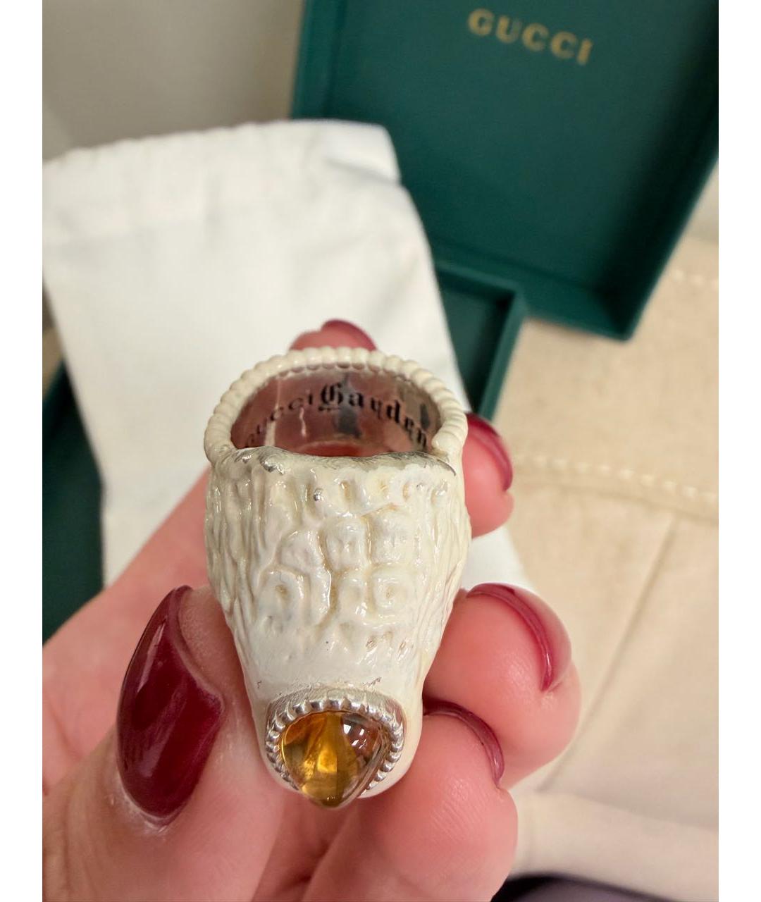 GUCCI Белое серебряное кольцо, фото 4