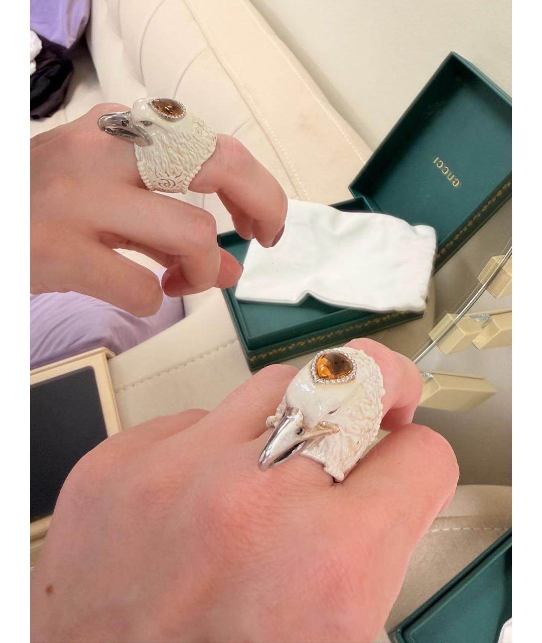 GUCCI Белое серебряное кольцо, фото 7
