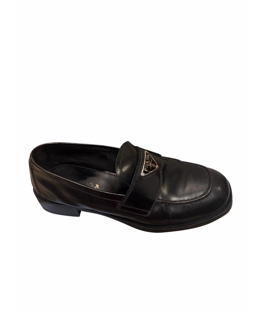 PRADA Черные кожаные лоферы, фото 1
