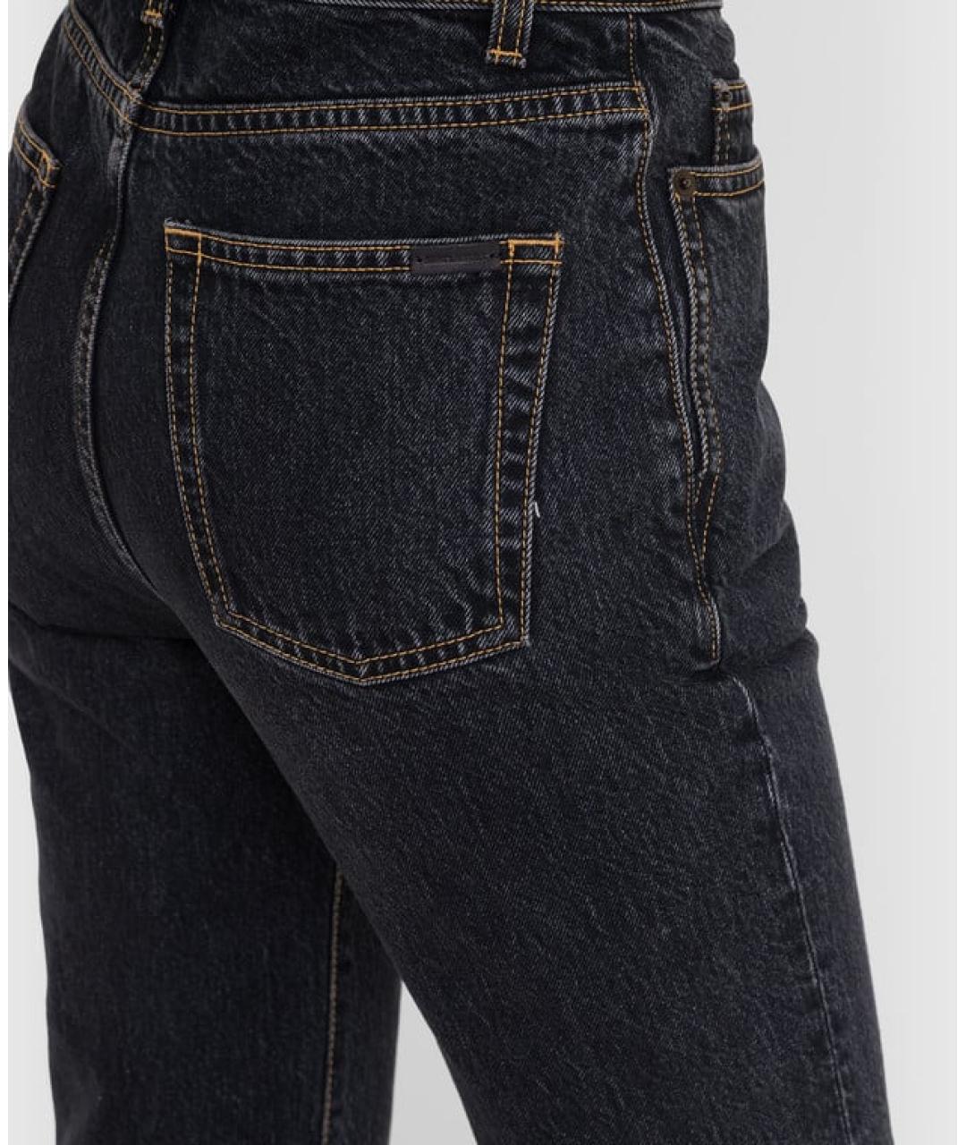 SAINT LAURENT Черные хлопковые прямые джинсы, фото 4