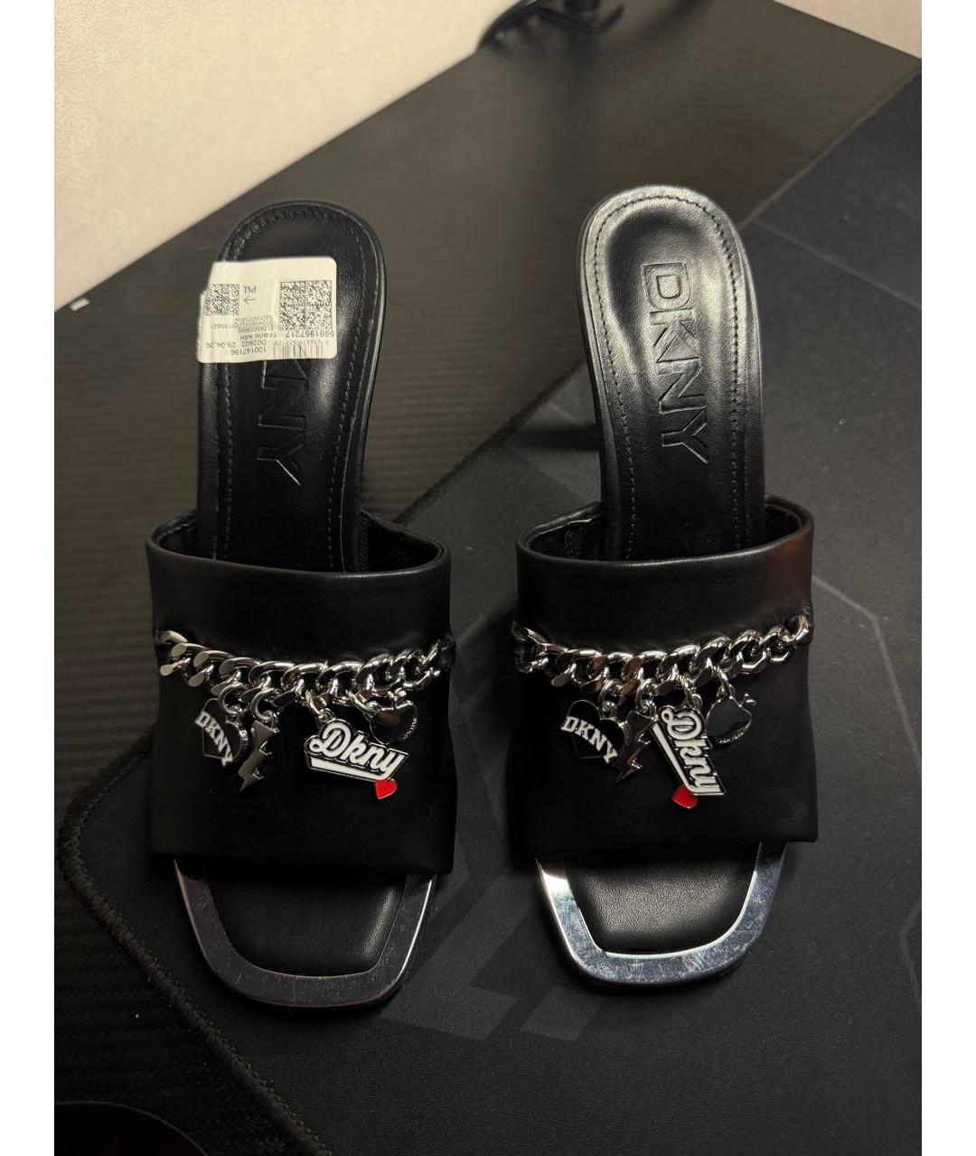 DKNY Черные босоножки из искусственной кожи, фото 2