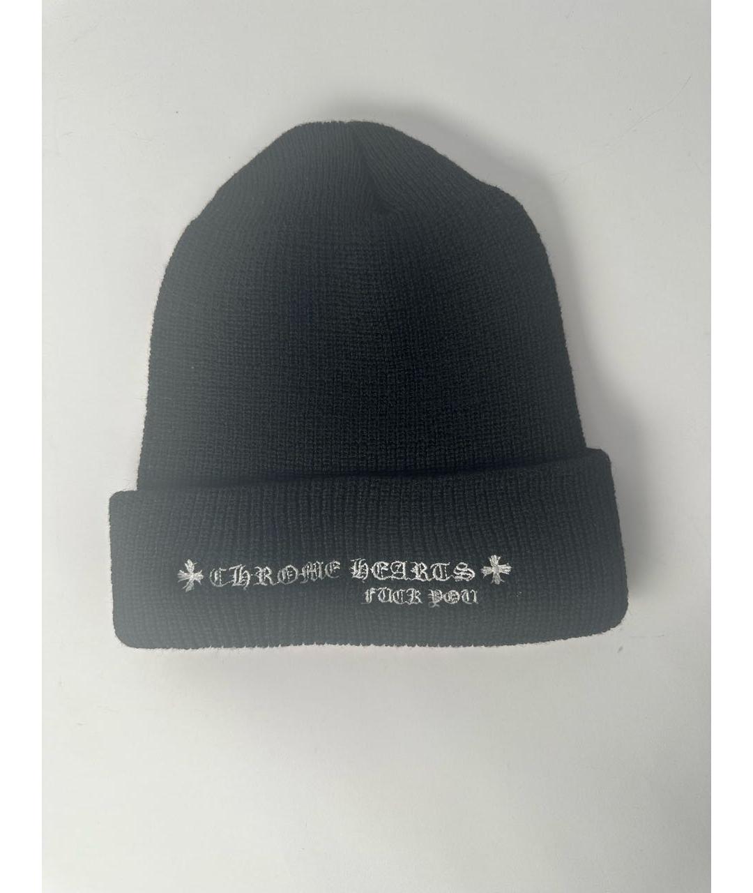 CHROME HEARTS Черная хлопковая шапка, фото 4