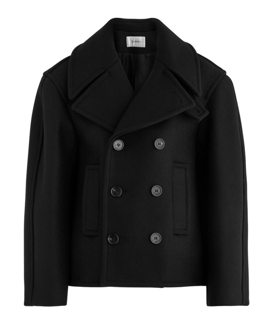 SAINT LAURENT Черное шерстяное пальто, фото 10