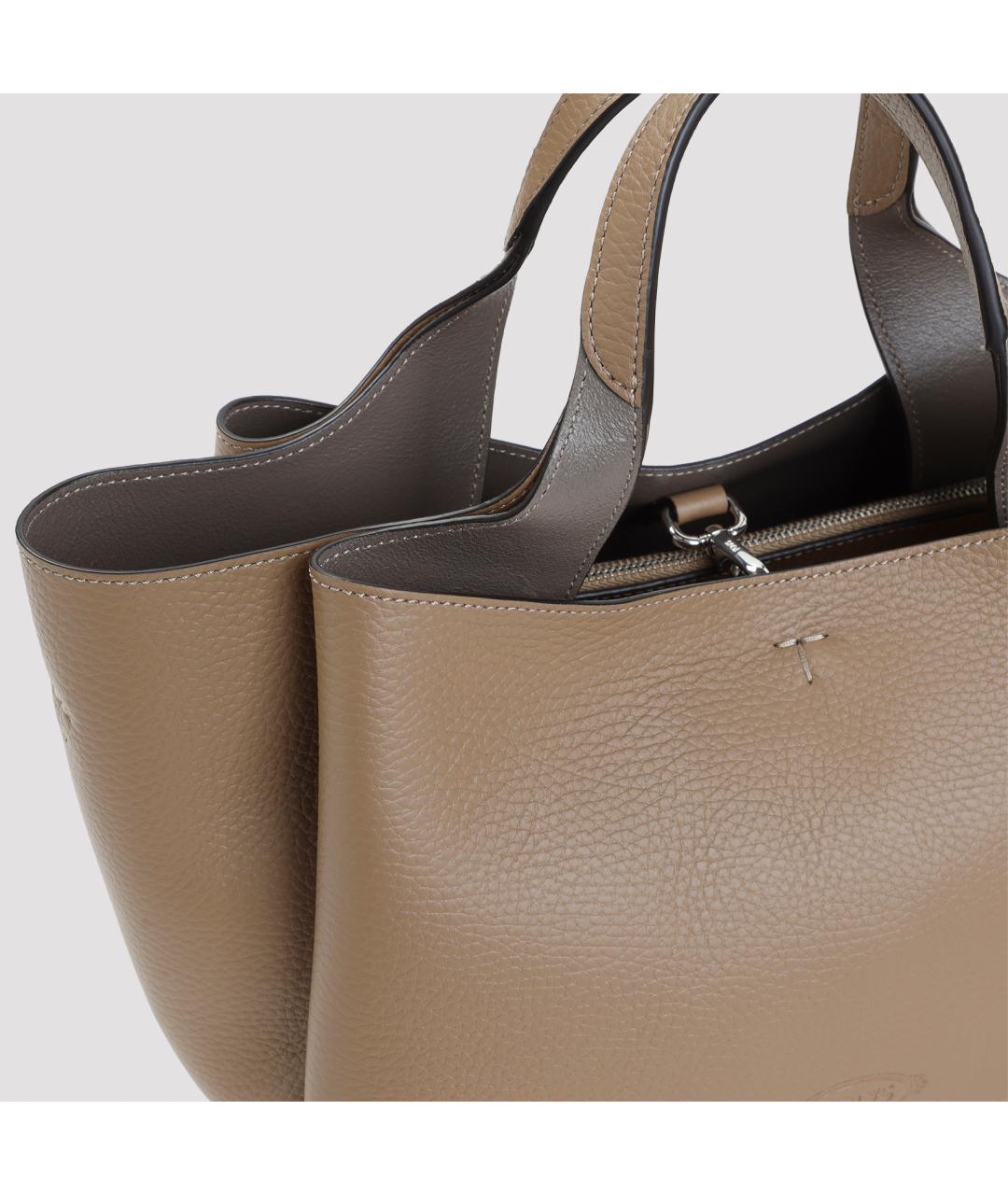 TOD'S Бежевая кожаная сумка тоут, фото 4