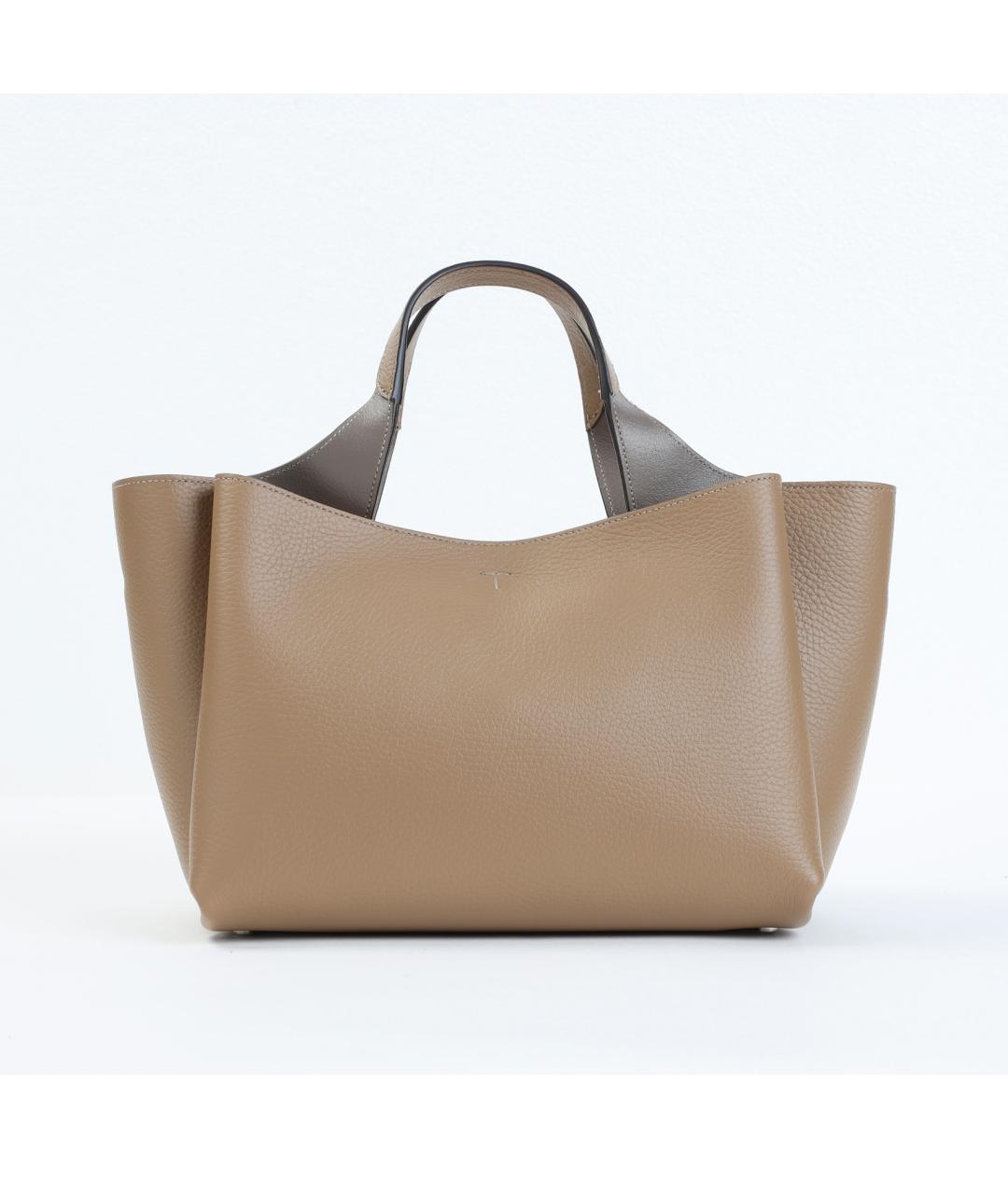 TOD'S Бежевая кожаная сумка тоут, фото 3