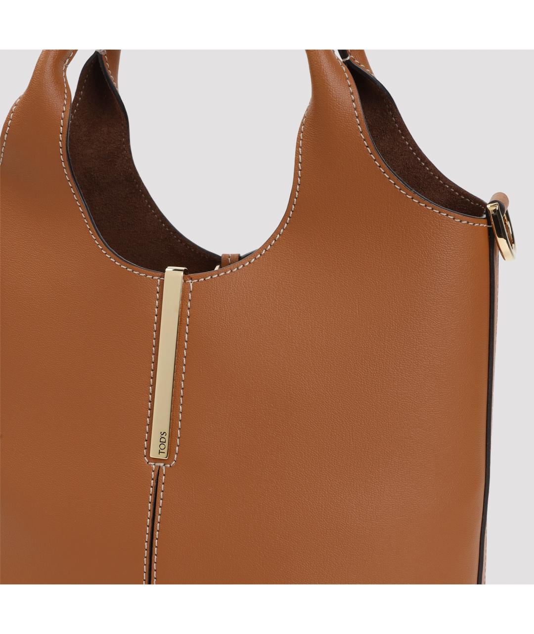 TOD'S Коричневая кожаная сумка тоут, фото 3