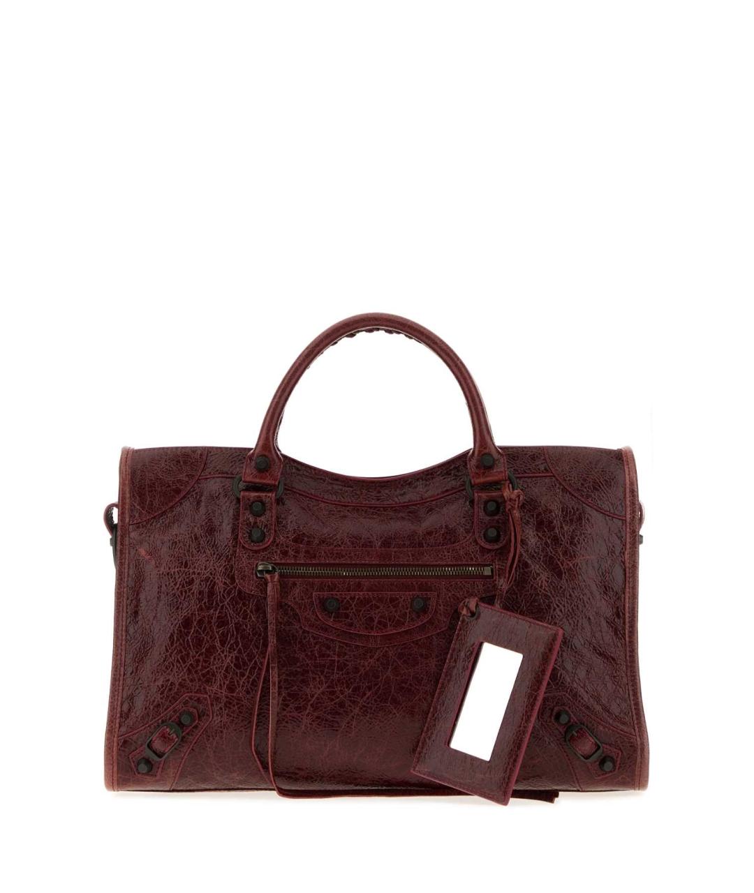 BALENCIAGA Бордовая кожаная сумка тоут, фото 1