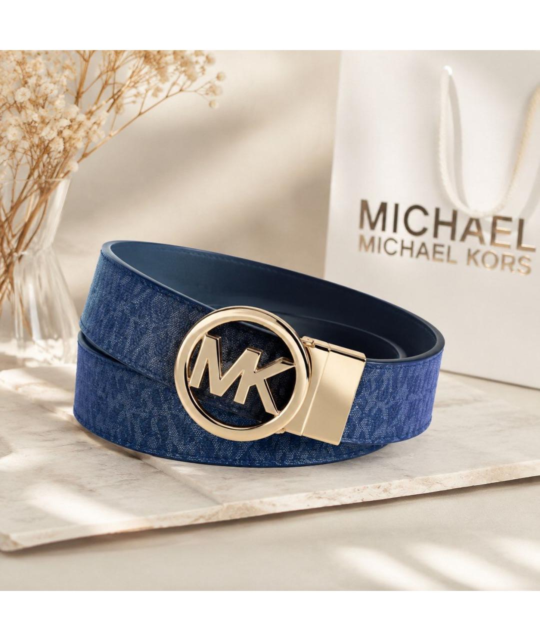MICHAEL KORS Синий кожаный ремень, фото 5