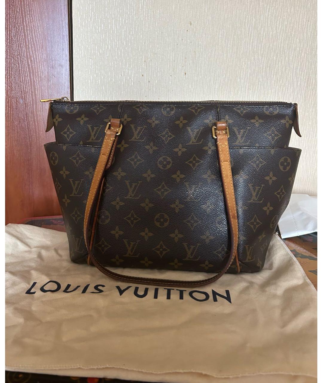 LOUIS VUITTON Коричневая сумка тоут из канвы, фото 3