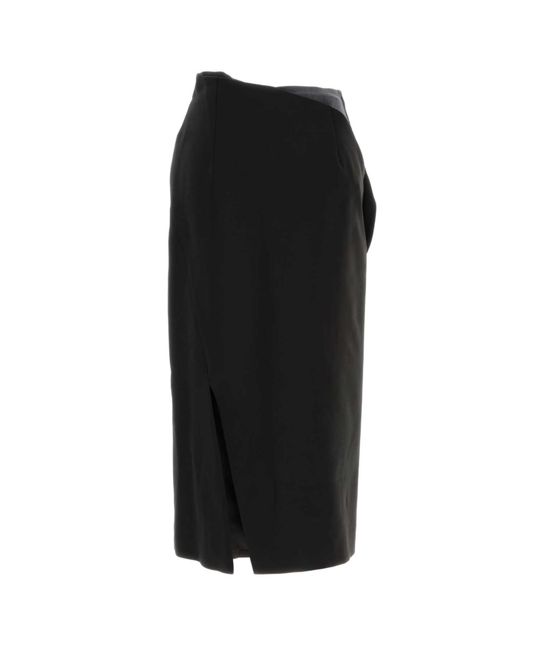 JIL SANDER Черная шелковая юбка миди, фото 2