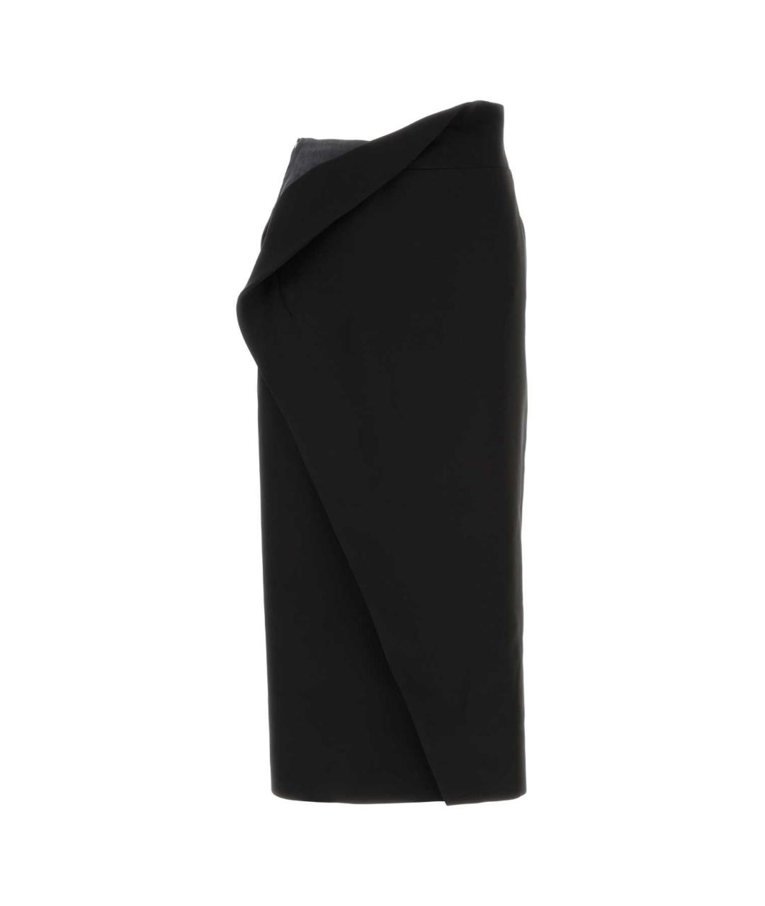 JIL SANDER Черная шелковая юбка миди, фото 1