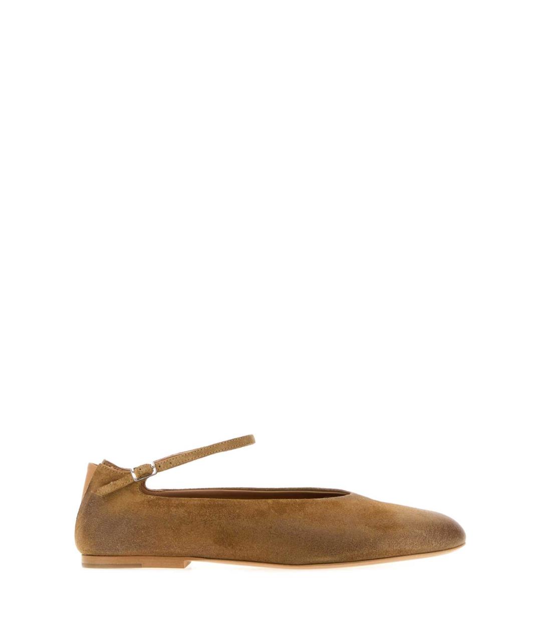 JIL SANDER Бежевые кожаные балетки, фото 3