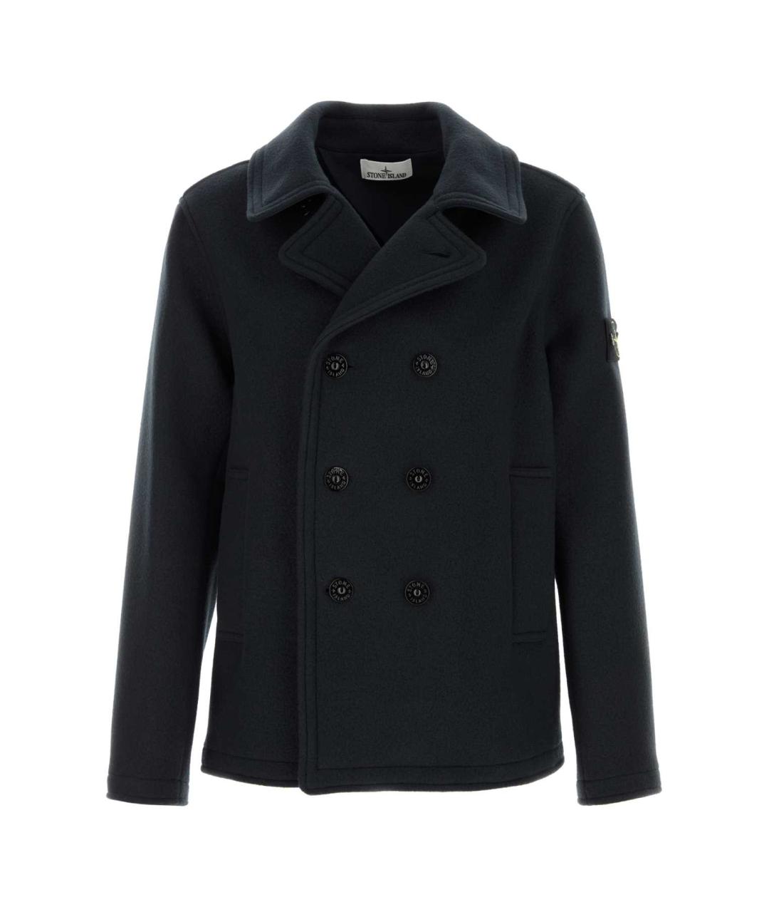 STONE ISLAND Темно-синее шерстяное пальто, фото 1