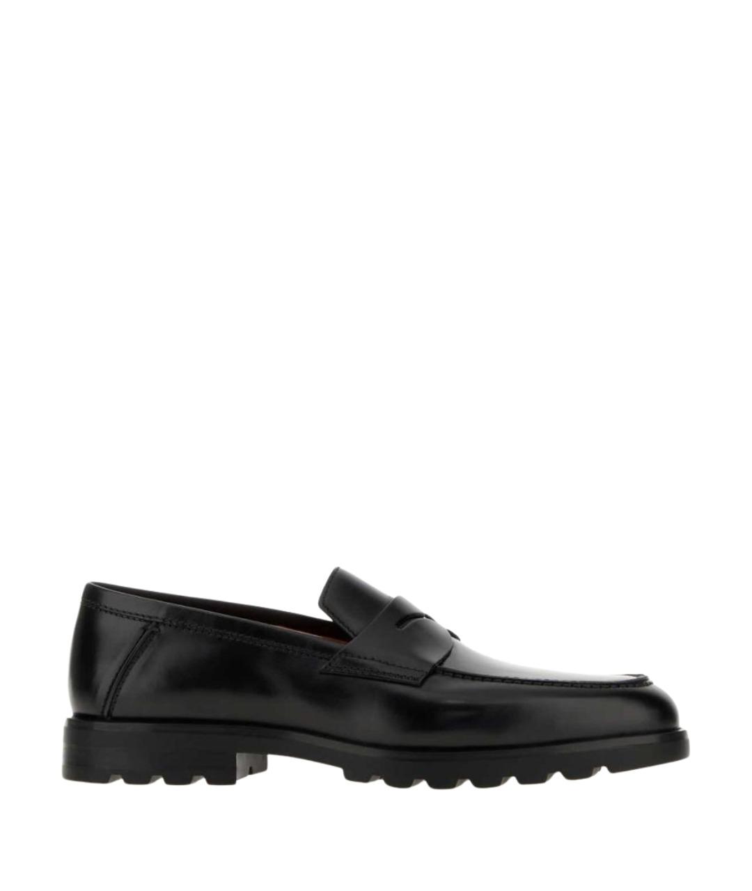 SANTONI Черные кожаные лоферы, фото 1