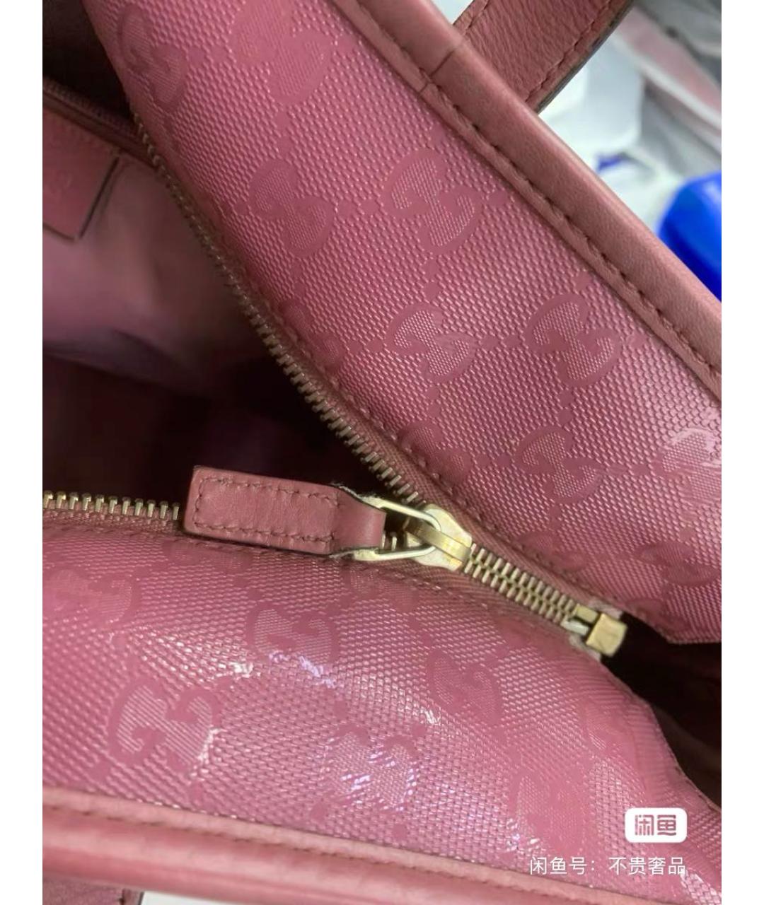 GUCCI Розовая сумка тоут из канвы, фото 3