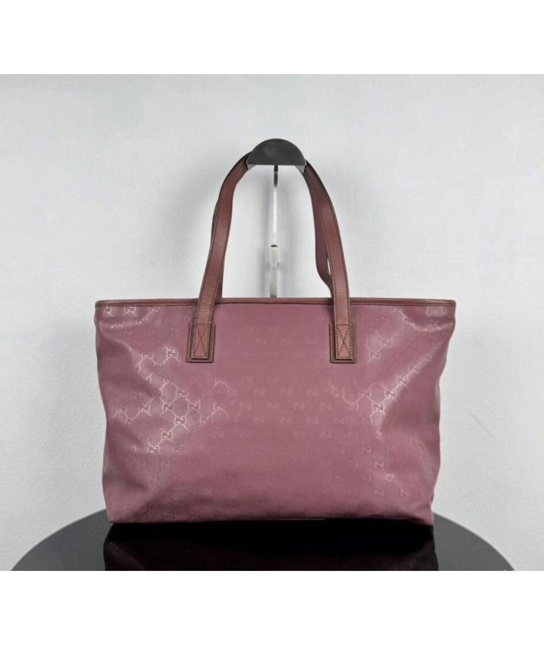 GUCCI Розовая сумка тоут из канвы, фото 2