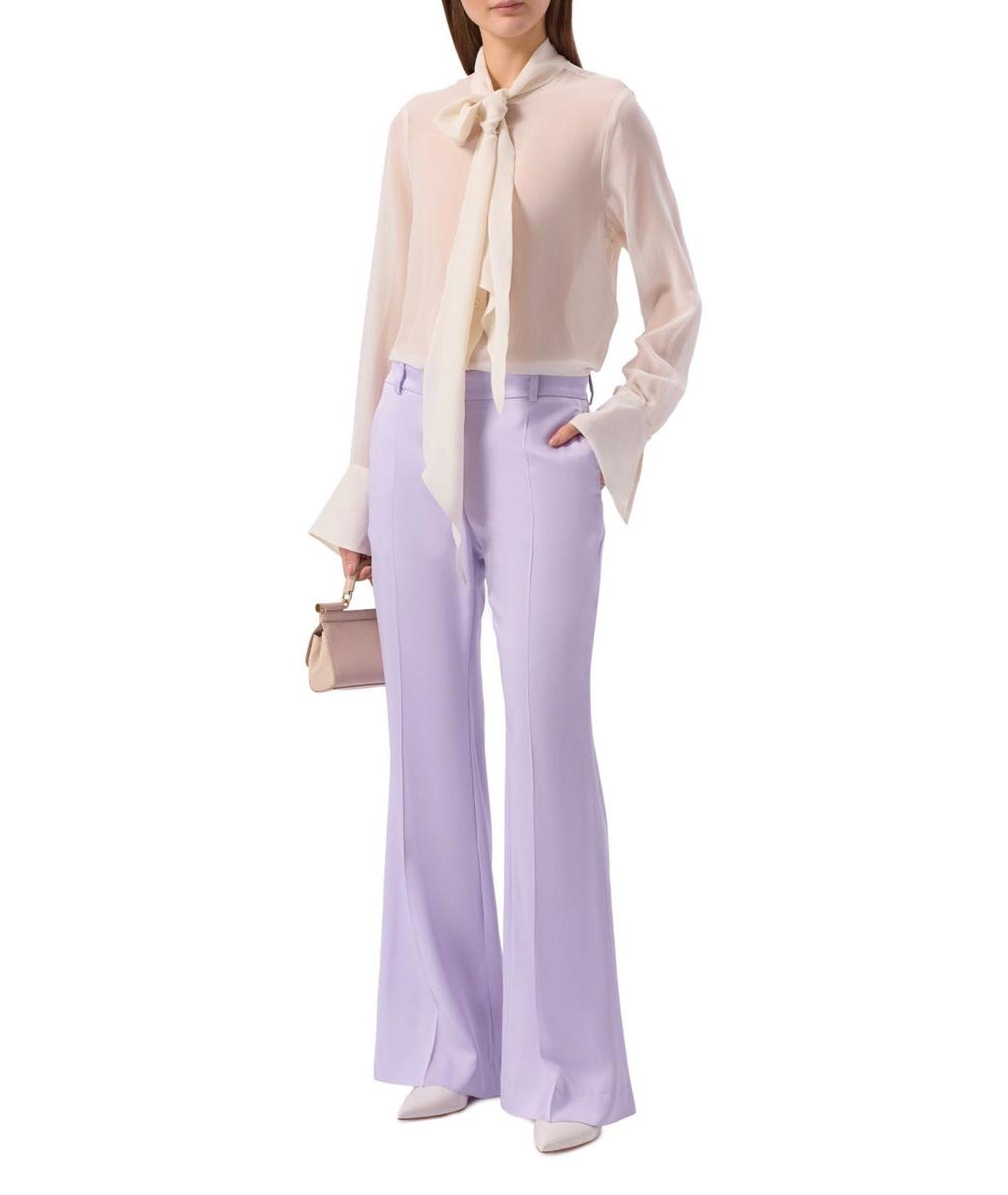 NINA RICCI Фиолетовые ацетатные прямые брюки, фото 7