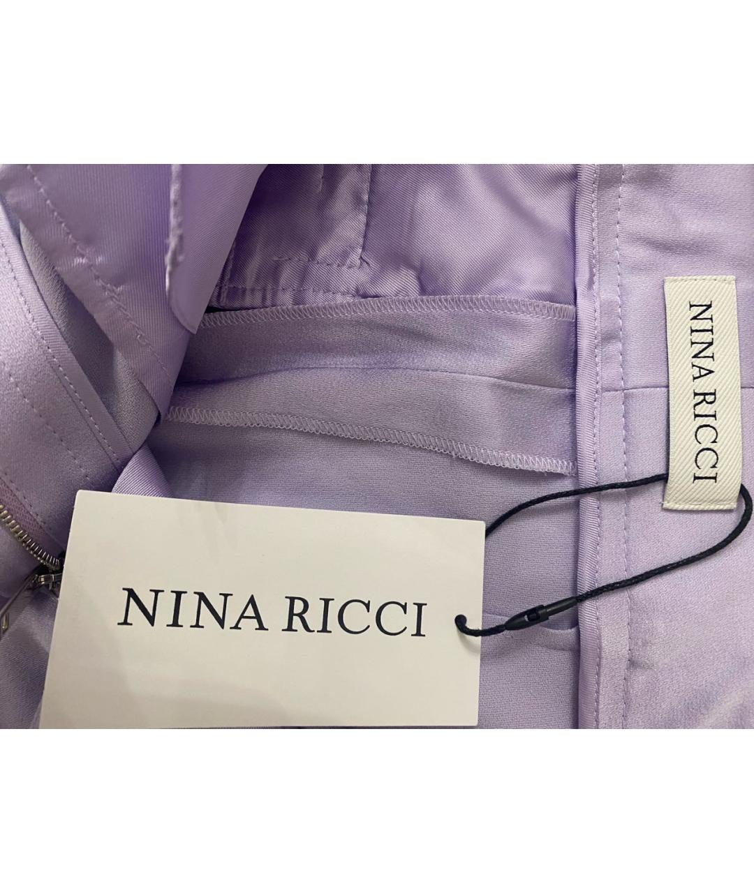 NINA RICCI Фиолетовые ацетатные прямые брюки, фото 3