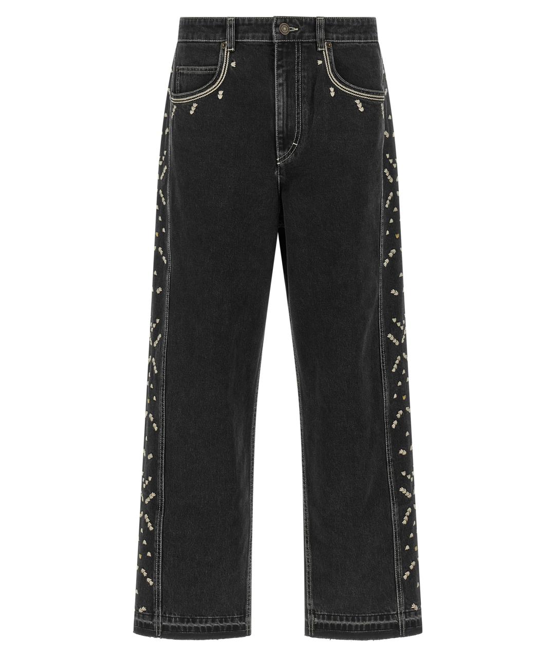 ISABEL MARANT Черные хлопковые прямые джинсы, фото 1