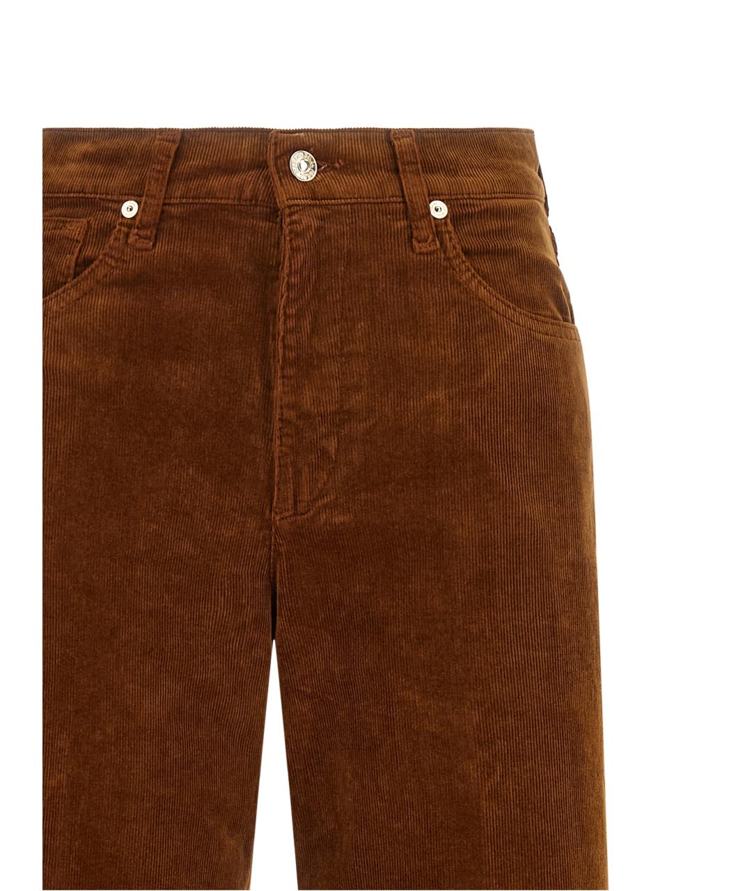 7 FOR ALL MANKIND Коричневые хлопковые прямые брюки, фото 3