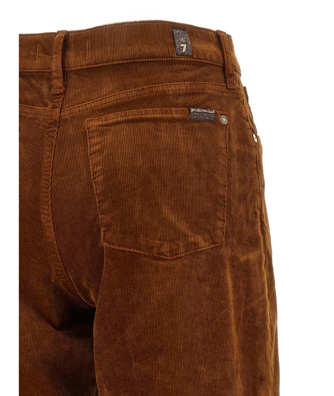 7 FOR ALL MANKIND Коричневые хлопковые прямые брюки, фото 4