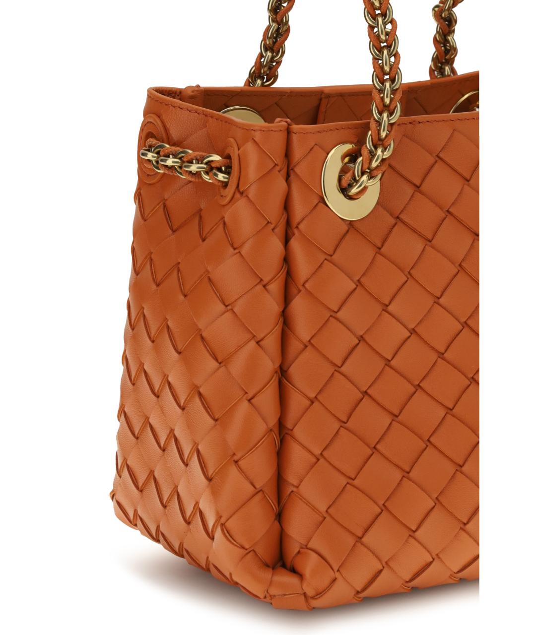 BOTTEGA VENETA Оранжевая кожаная сумка тоут, фото 4