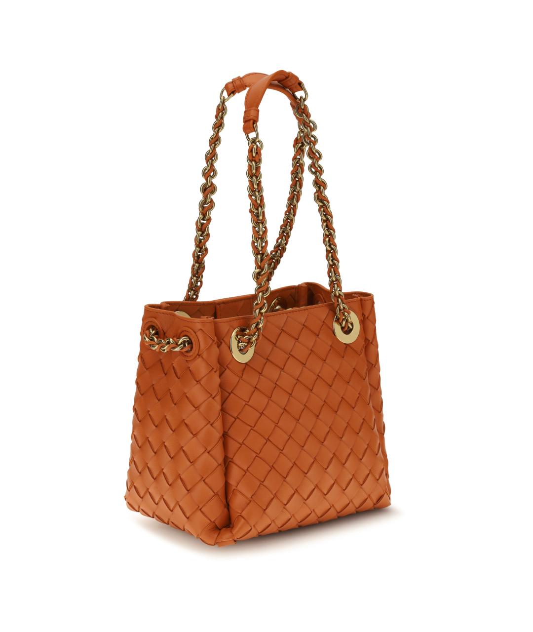 BOTTEGA VENETA Оранжевая кожаная сумка тоут, фото 3