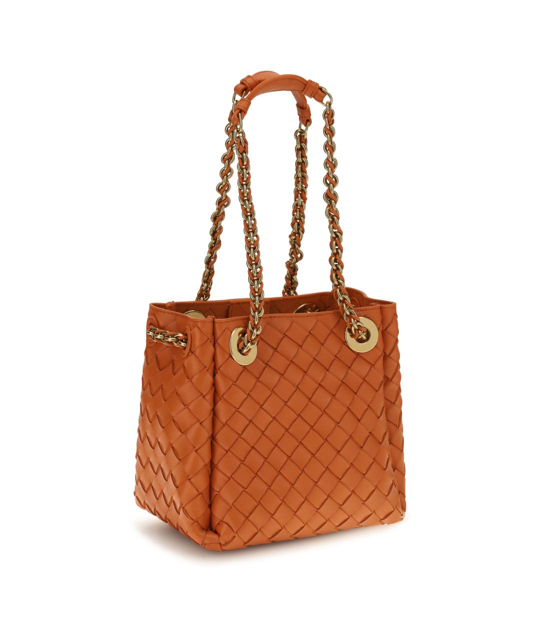 BOTTEGA VENETA Оранжевая кожаная сумка тоут, фото 2