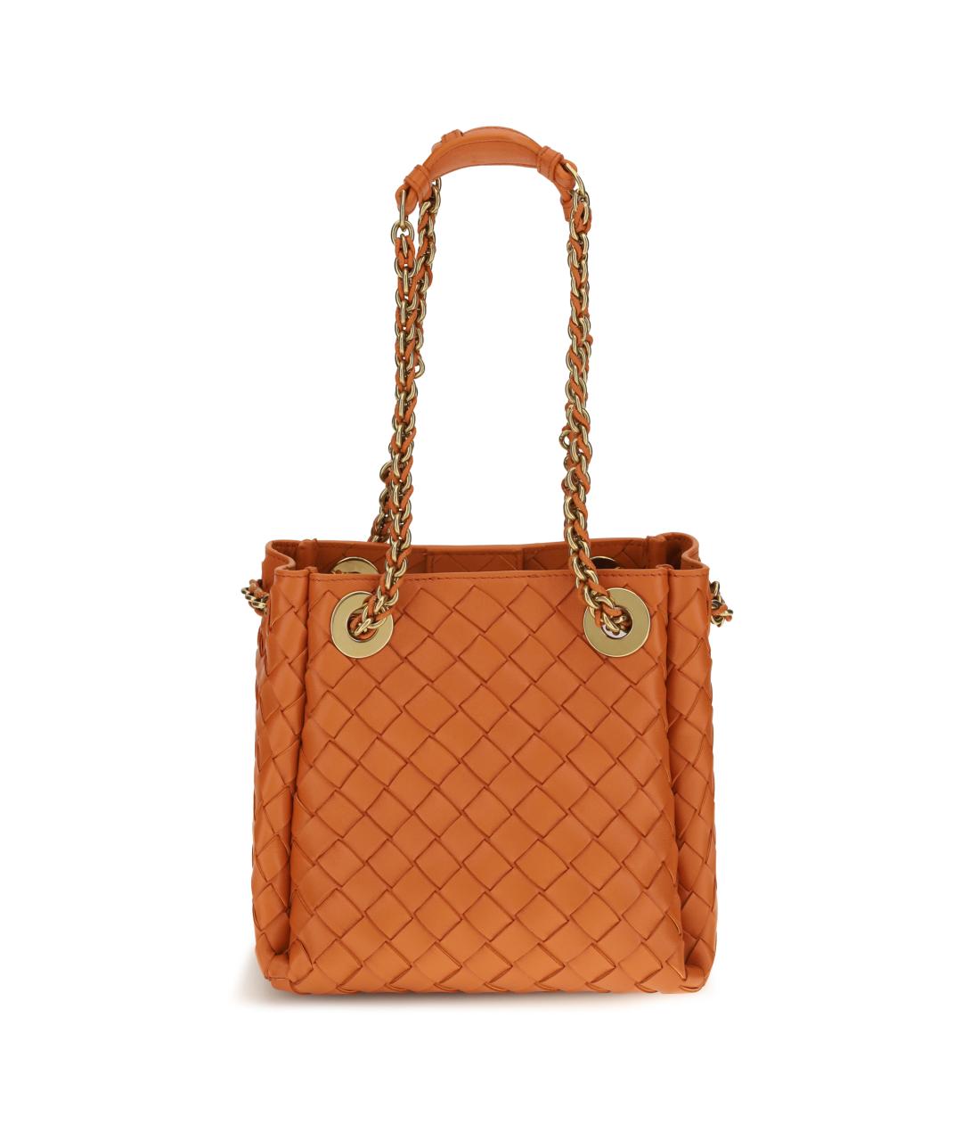 BOTTEGA VENETA Оранжевая кожаная сумка тоут, фото 1