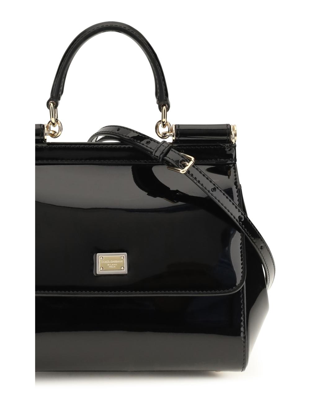 DOLCE&GABBANA Черная кожаная сумка с короткими ручками, фото 4