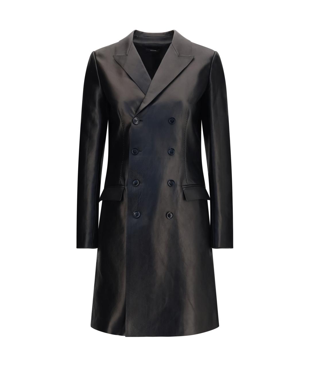TOM FORD Черное кожаное пальто, фото 1