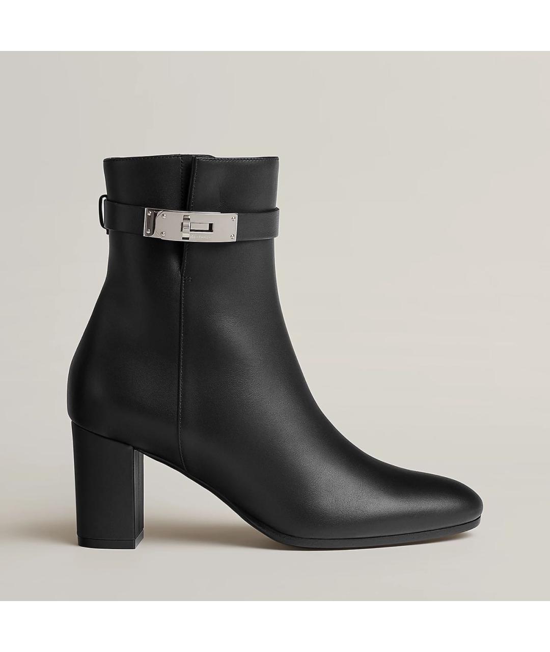 HERMES Черные кожаные полусапоги, фото 5