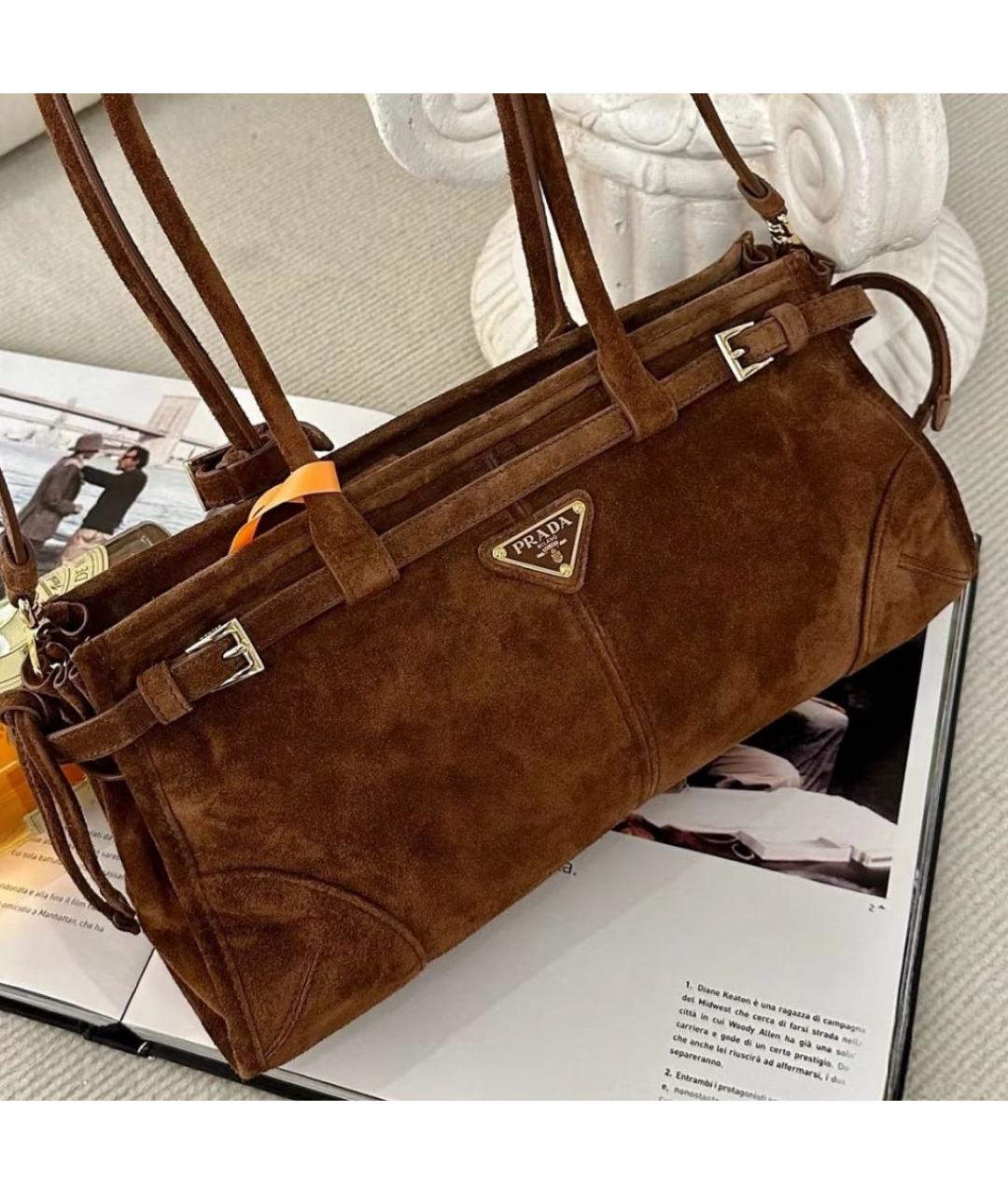 PRADA Коричневая замшевая сумка через плечо, фото 3