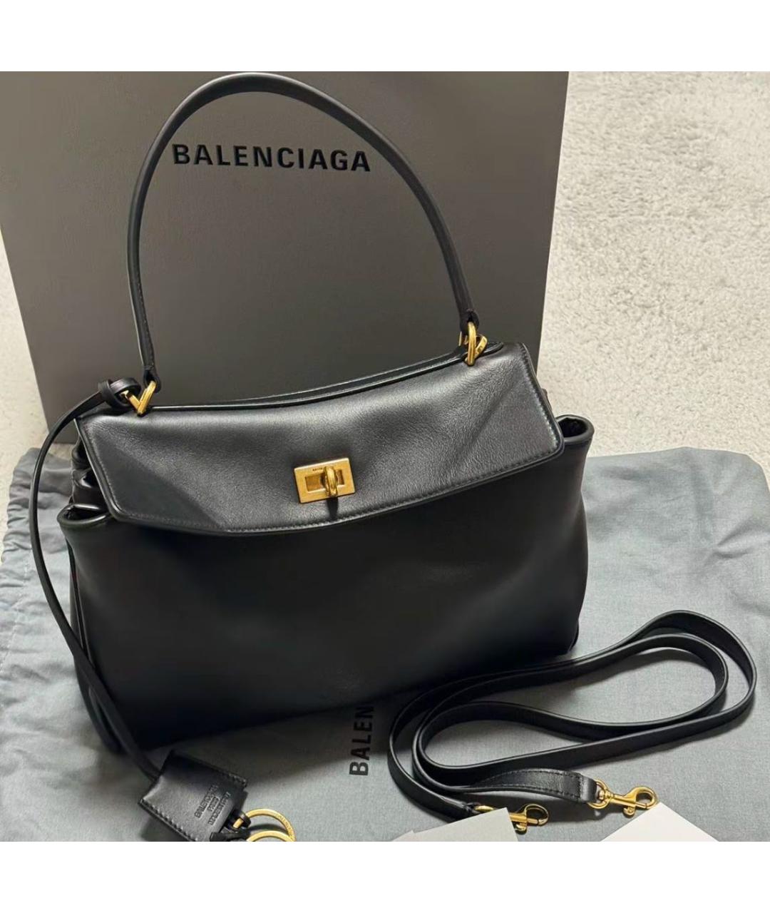 BALENCIAGA Черная кожаная сумка тоут, фото 3