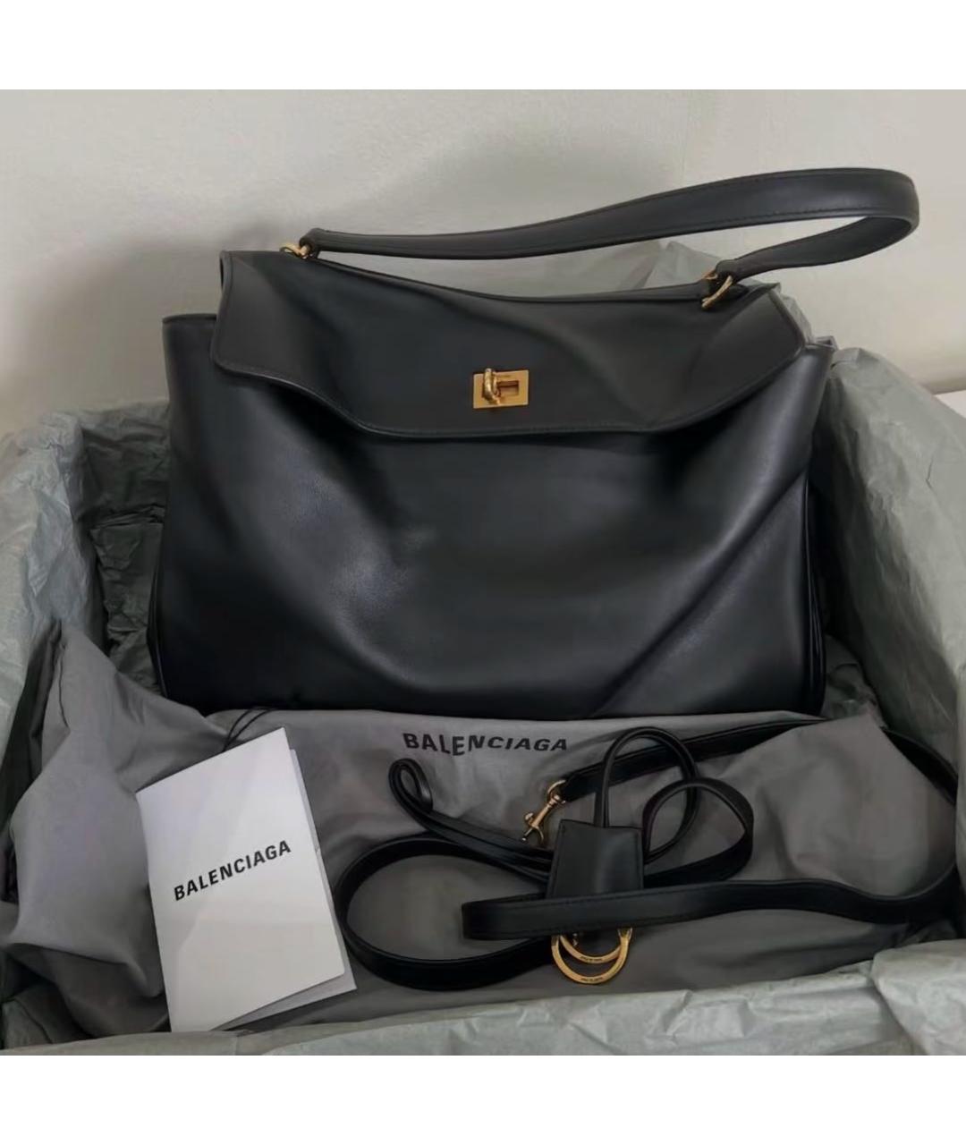 BALENCIAGA Черная кожаная сумка тоут, фото 4