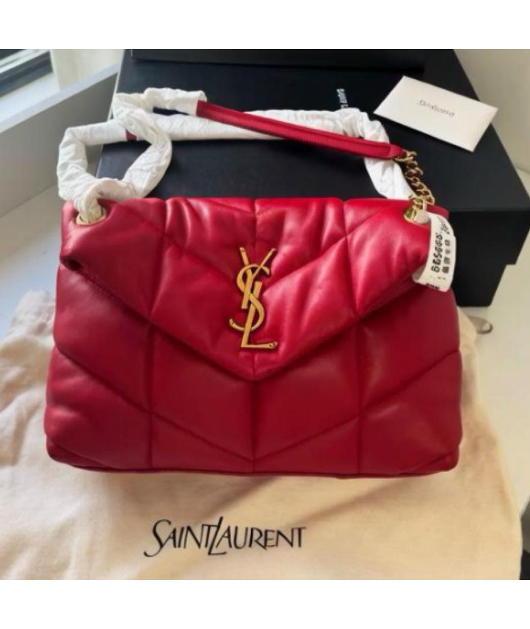 SAINT LAURENT Красная кожаная сумка через плечо, фото 3