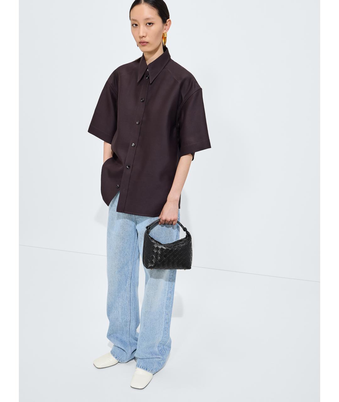 BOTTEGA VENETA Черная кожаная сумка через плечо, фото 2