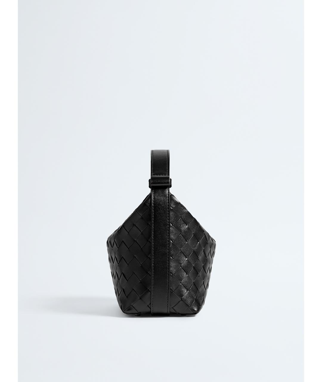 BOTTEGA VENETA Черная кожаная сумка через плечо, фото 4