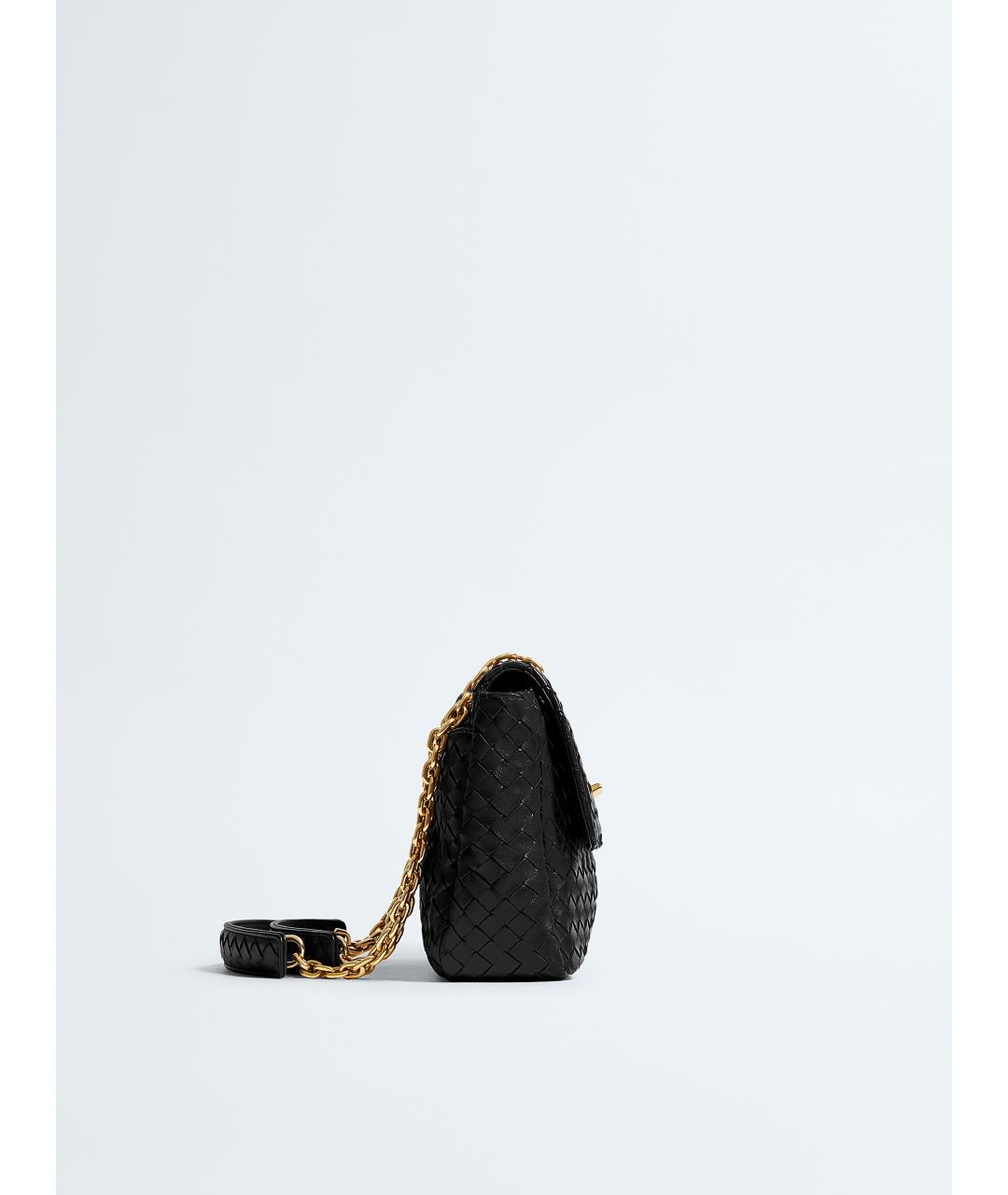 BOTTEGA VENETA Черная кожаная сумка через плечо, фото 4